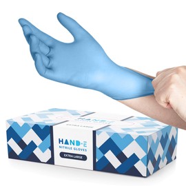Hand-E Touch Blue Nitrile Disposable Gloves X Large 100 Count - Latex Free Medical Exam Gloves, Powder Free, Food Safe, Cooking