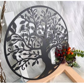 Huspox Metal Tree of Life Wall Art Decor - Black Metal Wall Art for Living Room Hallway Stairs Outdoor (30 cm)