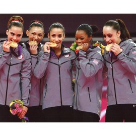 2012 USA WOMENS GYMNASTICS FAB 5 8X10 SPORTS ACTION PHOTO (XLT)