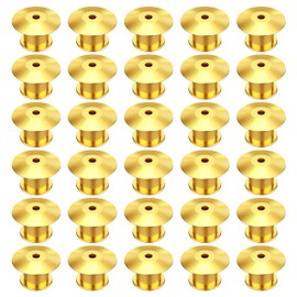 Metal Pin Keepers Back Lock Clasp for Jewellery Brooch Pins Name Plate Crafts DIY Pack of 30 Gold