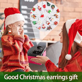20 Pairs Christmas Earrings for Women Xmas Holiday Earrings Christmas Tree Snowflake Snowman Bow Bells Earrings Bulk Christmas Party Jewelry Gifts