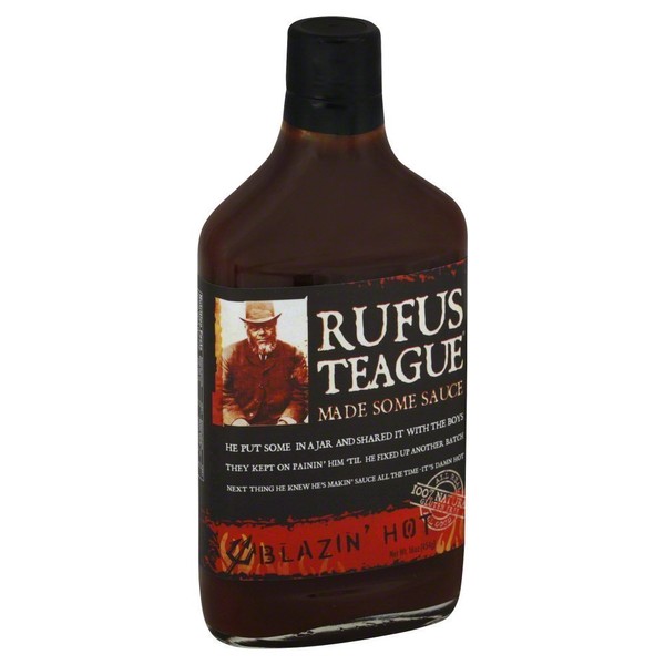 Rufus Teague's Award Winning BBQ Sauces - OU Kosher - Blazin' Hot, 16 Oz (Pack of 6)