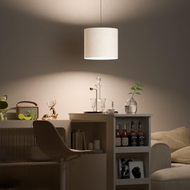 Lamp Shades Set of 2, Drum Lampshades 11.8" Top x 11.8" Bottom x 10.2" High(Spider), Modern Medium Lamp Shade for Table Lamp & Bedside Lamp, Natural Linen - Lampshades Replacement (Beige, 2 Pack)