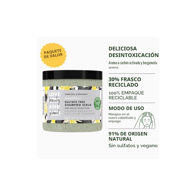 Love Beauty and Planet- Champ? Exfoliante de Carb?n Detox