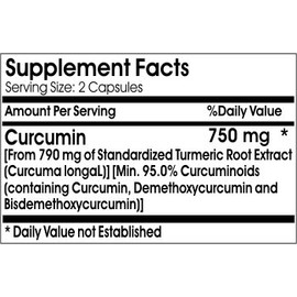 Naturetition Supplements Curcumin 750mg Curcuminoids 95% ~ 200 Capsules - No Additives