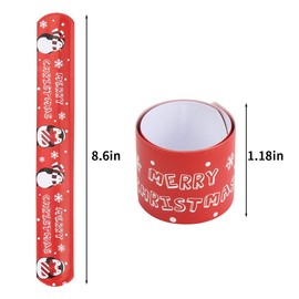 CCINEE Christmas Slap Bracelets,Xmas Slap Wristbands Snata Claus Reindeer for Christmas Party Gift Bag Filler Giveaways,48PCS