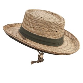 Jeanne Simmons 3 Inch Brim Rush Straw Gambler Hat - Olive XL