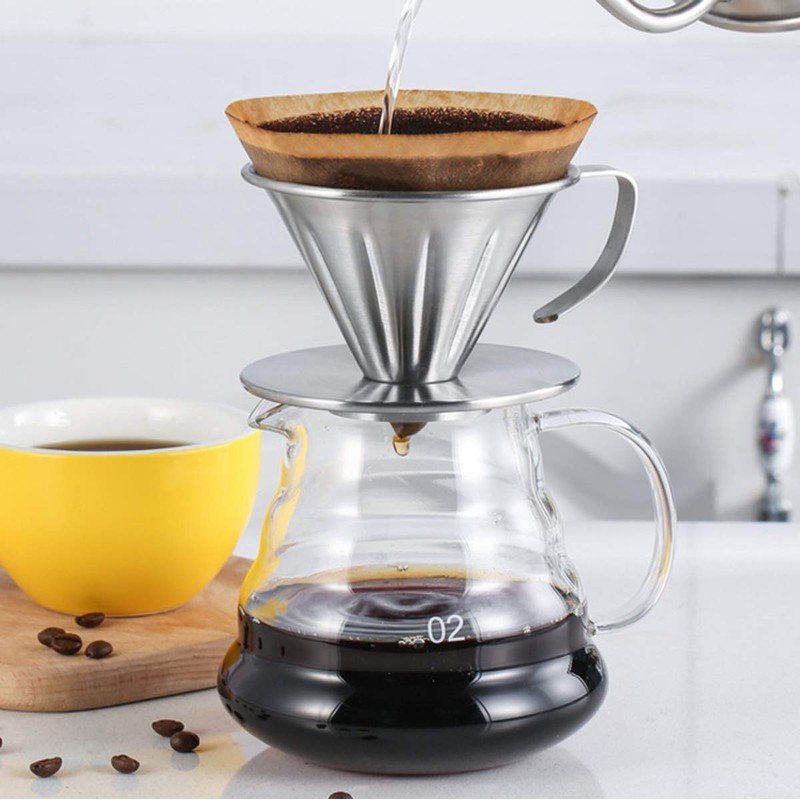 MERMOO YILAN Pour Over Coffee Dripper Stainless Steel Metal Reusable