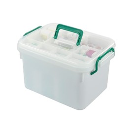 DynkoNA Caja de PláStico con Tapa y Asa, 1 Paquete, Cajas de Primeros Auxilios Blancas