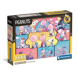 Clementoni Peanuts 37070 Puzzle 1000 Pieces, Compact Box - Puzzle for Adults 14-99 Years, Gift for Men and Women, Made in Italy