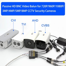 MEIRIYFA 8MP Passive HD BNC Video Balun Connectors Passive AHD/TVI/CVI/CVBS Transceiver Transmitter for 720P/960P/1080P/3MP/4MP/5MP/8MP CCTV Security Cameras - 2 Pairs