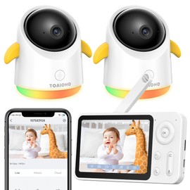 Baby Monitor with 2 Cameras and Audio WiFi/No WiFi: Baby Monitor WiFi Smartphone APP Control NightVision 4.3' Screen Smart Video Baby Monitor with Remote PTZ 2-Way Talk Motion & Cry Alert iOS/Android