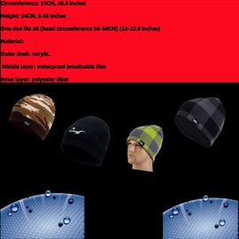 OTTERSHELL Waterproof unisex beanie hat for men and women - warm winter hat with soft fleece lining in ideal for running, skiing, snowboarding., Grey - Green