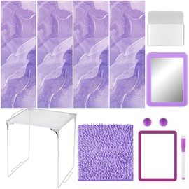 Cholemy 12 Pcs Locker Accessories Set - Magnetic Wallpaper, Mirror, Organizer, Dry Erase Marker Whiteboard, Shelf, Magnets for Girl School Office Supplies(Purple)