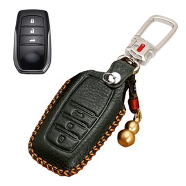 Toyota Smart Key Case, Key Cover, Genuine Leather, 3 Buttons, Specially Designed for Toyota, Key Holder, Toyota C-HR, Prius, 50 Series, New Type, Corolla and More, green