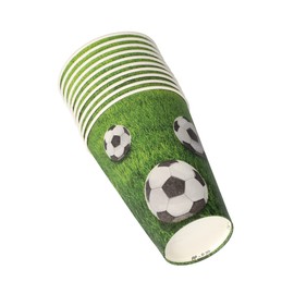 PAPSTAR Drinking Cups, Cardboard 0.2 L, Diameter 7 cm, 9.7 cm, Football 88647 Paper Cups, Disposable Cups, Football, Pack of 10