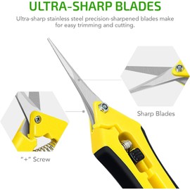 iPower Gardening Hand Pruner with Straight Stainless Steel Blades Non-stick Pruning Shear Bonsai Cutter for Potting, Orange