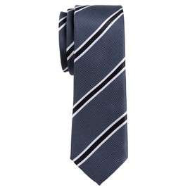 Retreez British Bar Striped Woven Microfiber 2" Skinny Tie - Dark Grey