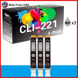 for Canon 3PK CLI221 CLI221GY CLI-221 Gray Ink Cartridge for Pixma MP990 MP980 Printer