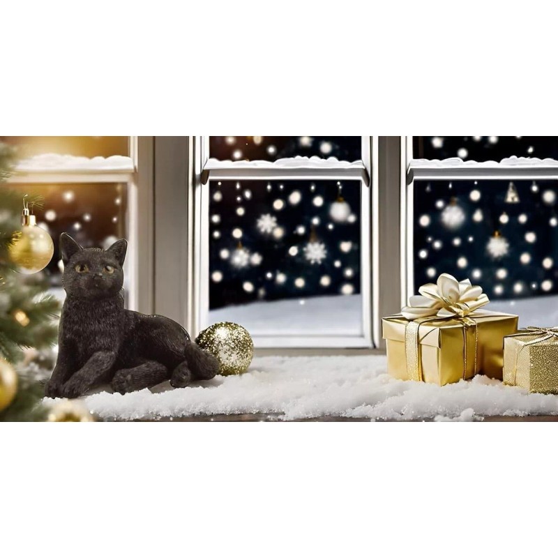 3 inch Black Cat Lounging Hand Painted Resin Figurine Statue