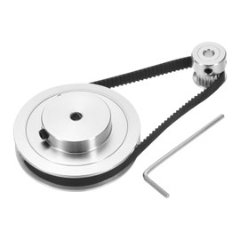 QUARKZMAN GT-2 Synchronous Wheel 20 & 80 Teeth 5 mm Bore, Aluminium Alloy Timing Belt Pulley with 1 Piece Length 250 mm Width 6 mm Belt for 3D Printer, CNC Machine (20-80T-5B-6)