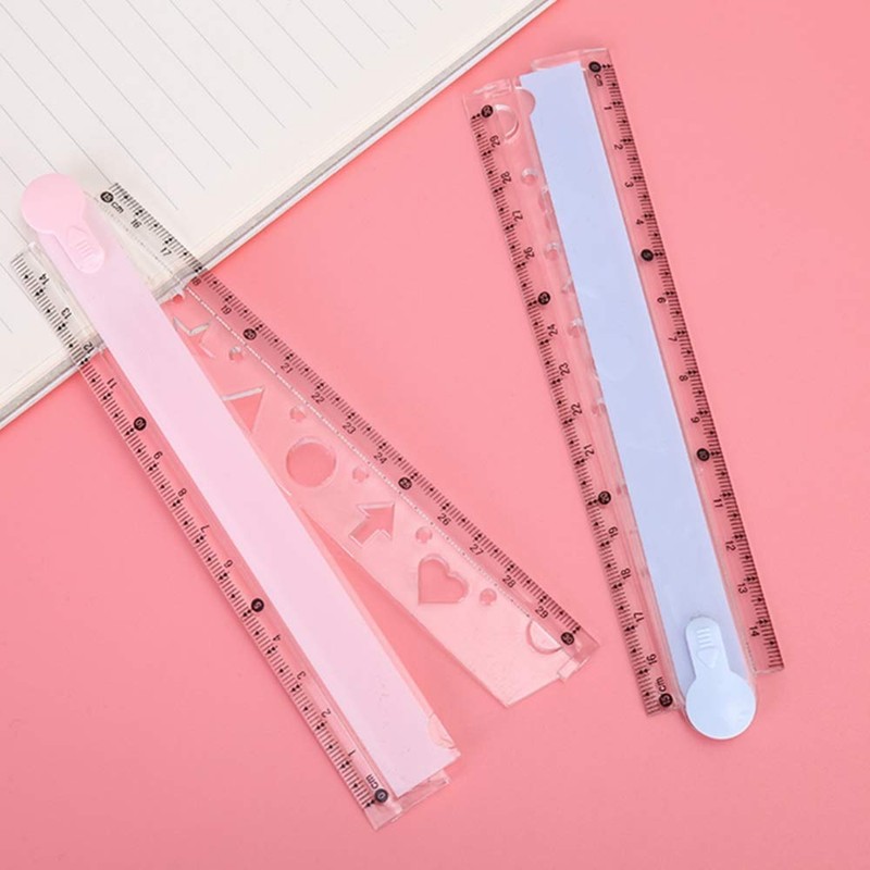 2 Pcs Folding Ruler Transparent Ruler Plastic Ruler Geometric Ruler