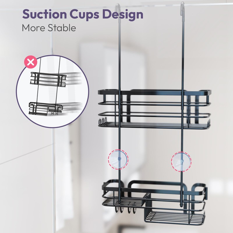 SWTYMIKI Shower Caddy Hanging Organizer - Over the Door Shower