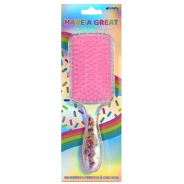 iscream Rainbow Sprinkles 9" Nylon Bristle Brush for Wet or Dry Hair with Floating Sprinkles