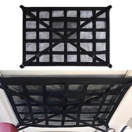 MUTEKI Car Ceiling Storage Luggage Net Car Ceiling Net Cargo Net Luggage Fixing Net for Cars Roof Box 2 Layer Type Car Storage Buckle Fixing Car Sleeping Convenient Storage Prevents Luggage Drop