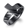 Black American Flag Cross Rings for Men Sterling Silver Flag
