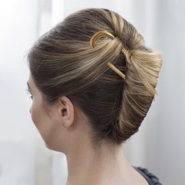 Quacc French Hair Pin Metal Hair Pin U Shaped Hair Clip for Women Girls Hairstyle Decorative Accessories (Gold)