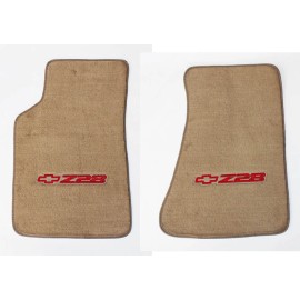 AVi NEW 1982 - 2002 Camaro Floor Mats Tan Carpet Embroidered Z28 Logo Red Set of 2