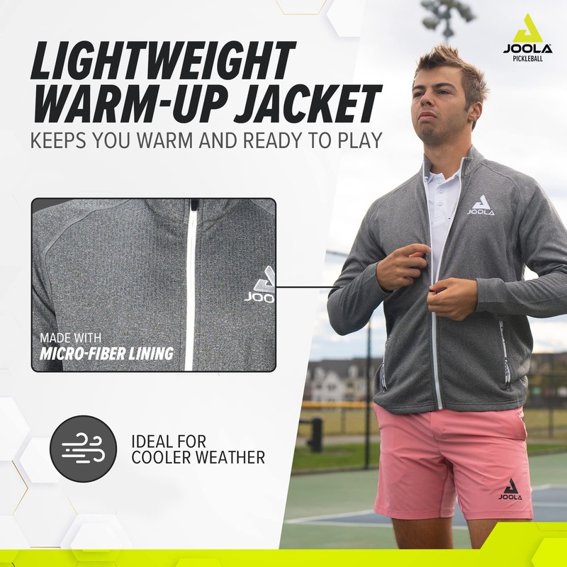 JOOLA Men's Standard Ben Johns Victory Full Zip Jacket, Grey,