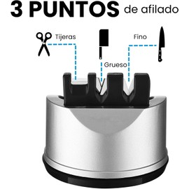 Afilador De Cuchillos Profesional 3 Etapas para Cocina y Tijeras, Afilado Rápido y Seguro con Cerámica, Diseño Ergonómico Ecomlab