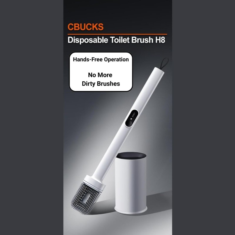 CBUCKS Disposable Toilet Brush – Silicone Head, Hands-Free Wet Wipe