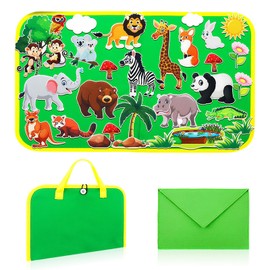 Portable Felt Story Board for Kids, Fuzzy Felt Board Set for Imaginative Play, Educational Storytelling Board for Preschool, Easy to Carry Travel Toy, Creative Learning for Toddlers（Green）