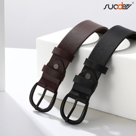 SUOSDEY Womens Casual Leather Belt for Jeans Dress Pants,Fashion Ladies Waist Black Belt