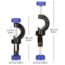 Labasics Pack of 2 Laboratory Cross Clamp, Adjustable Bosshead Clamp Holder, Laboratory Cross Clamps Grip Support Holder, Aluminium Alloy Body, Up to 21 mm Bars for Laboratory Use