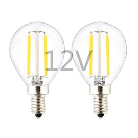 LED G14(G45) Globe Bulb, DC 12V / 24V Input, E12 Small Base, Dimmable with DC Dimmer, 2700K Warm White Light, 2W 200Lm, 25W Incandescent Replacement, for 12Volt Low Voltage Power, 2-Pack