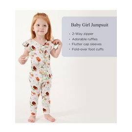 EASWEET Baby Girl Bamboo Viscose Ruffle Romper Zipper Jumpsuit, Footless, Cap Sleeve Infant Clothes, Mermaid, 6-12 Months