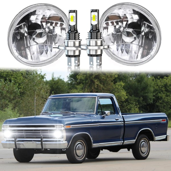 CHUSYYRAY 7" Inch LED GLASS Headlight Round, ORIGINAL CLASSIC LOOK