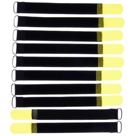 10 x 20 cm x 20 mm resealable Velcro cable ties yellow with metal eyelet - cable Velcro tape 200 mm reusable