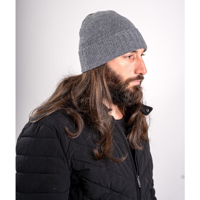 CLASSE77 70% Cashmere Blend Wool Hat (30%) with Ribbed Lapel