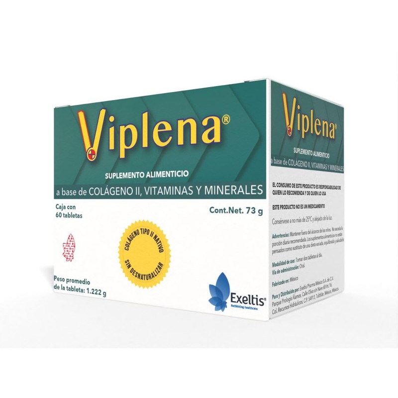 Viplena, Suplemento Alimenticio con Colageno II, Vitaminas y Minerales, 60