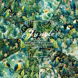 24 Sheets Tropical Plants Scrapbook Paper 6'' x 6'' Tropical Plants Parrot Palm Leaves Pattern Pad Tropical Single-sided Scrapbook Paper Tropical Craft Paper for Card Making Kit Cardstock Origami DIY