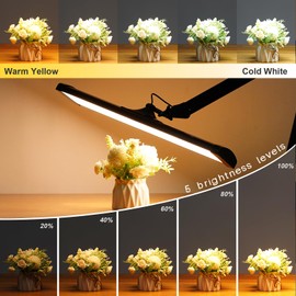 Bemelux LED Architect Desk Lamp, 2300 Lumens, Dimmable, Metal Swing Arm, 5 Color Temperatures, 30W, Ideal for Task Work, Drafting, Reading, Clamp-on Office Table Lamp with 360 Bright LEDs (Black, CCT)