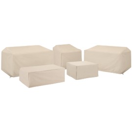 Crosley Furniture Patio Furniture Covers, Waterproof 5-Piece Cover Set for Outdoor Chair, Loveseats, Tables, Tan