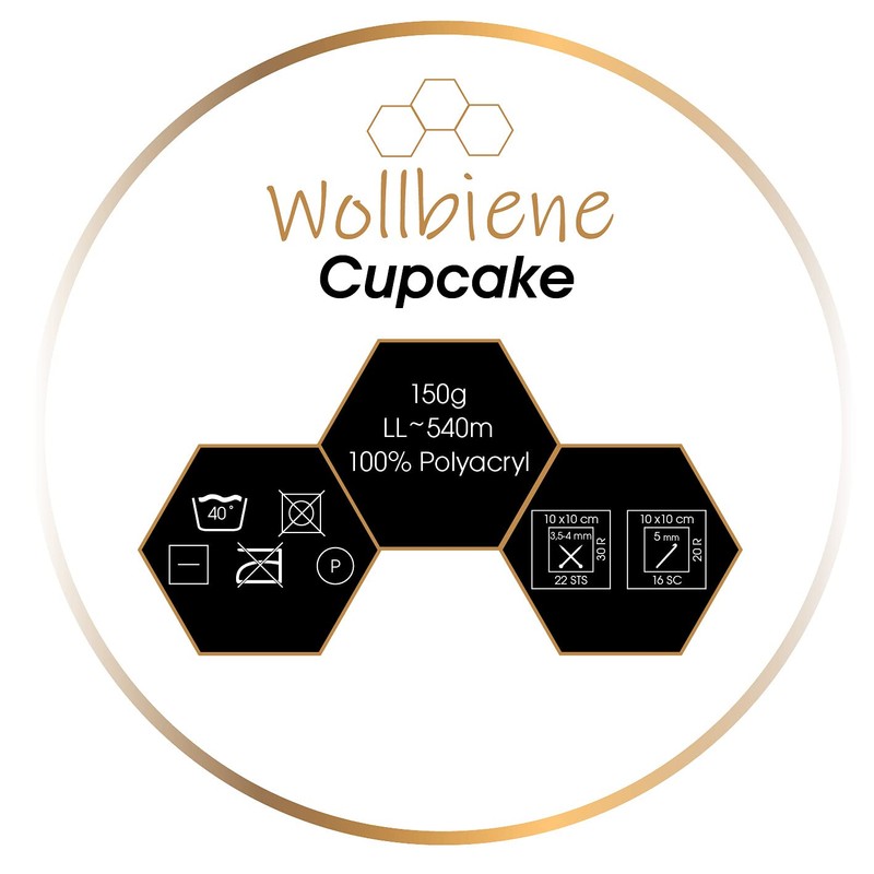 Wollbiene Cupcake Wool for Knitting, 150 g Knitting Wool, 150