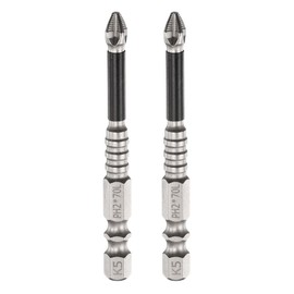 sourcing map 2pcs Impact Phillips Screwdriver Bit PH2 (#2) Anti Slip Tip 1/4" Hex Shank 2.8" (70mm) Long Magnetic Cross Screw Driver Industrial Power Drill Bits for Remove Fastening Screws