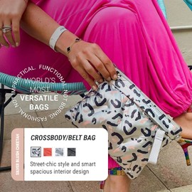 Go Dash Dot Crossbody Belt Bag Silver Blush Cheetah, Silver Blush Cheetah, Small, Crossbody Belt Bag